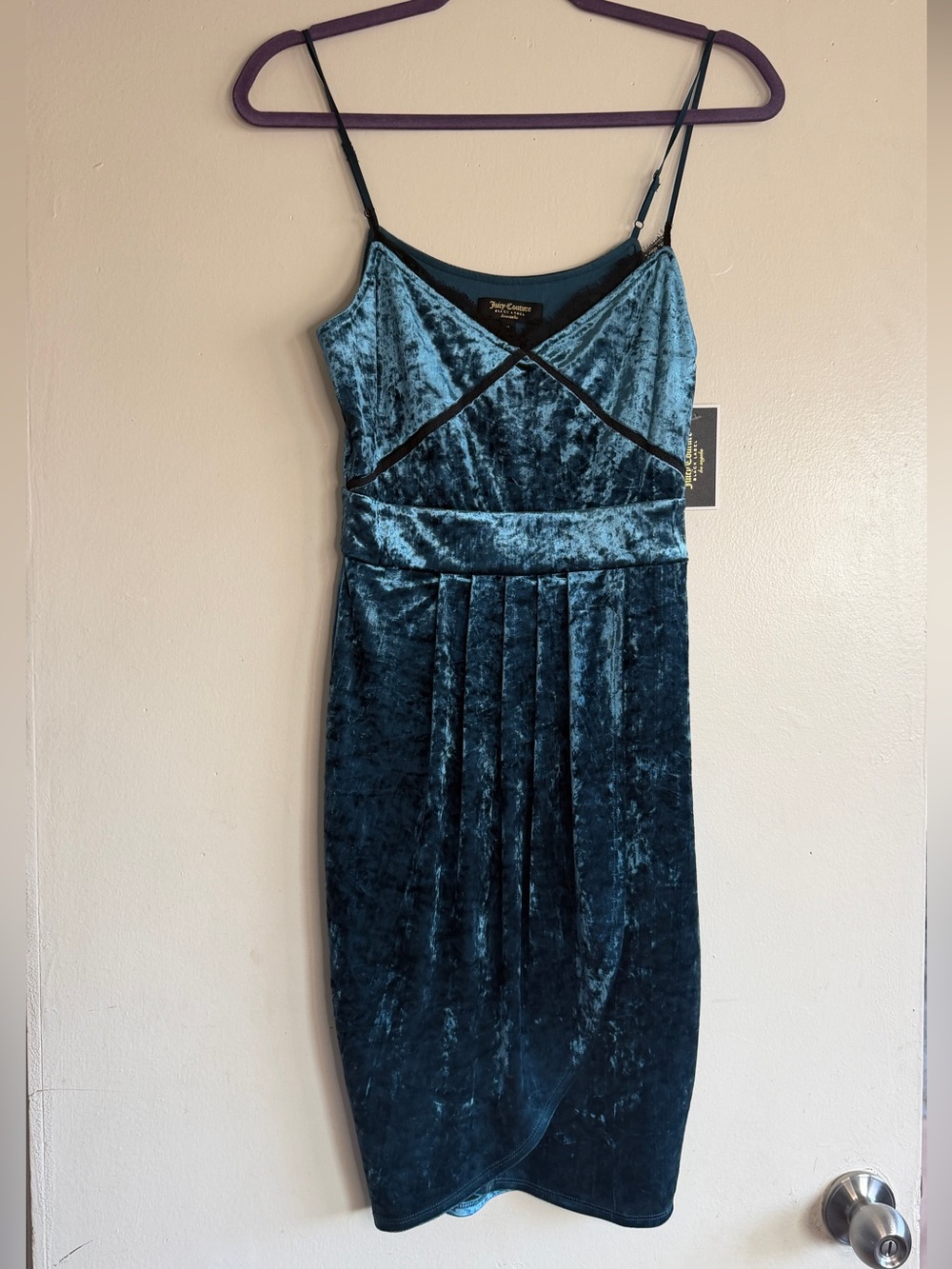 Juicy Couture Teal Velvet Midi Slip Dress